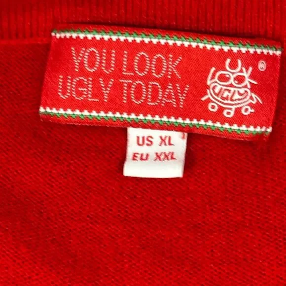 You Look Ugly Today Gingerbread Rocks Holiday Party Ugly Cardigan Sweater XL - Picture 7 of 13